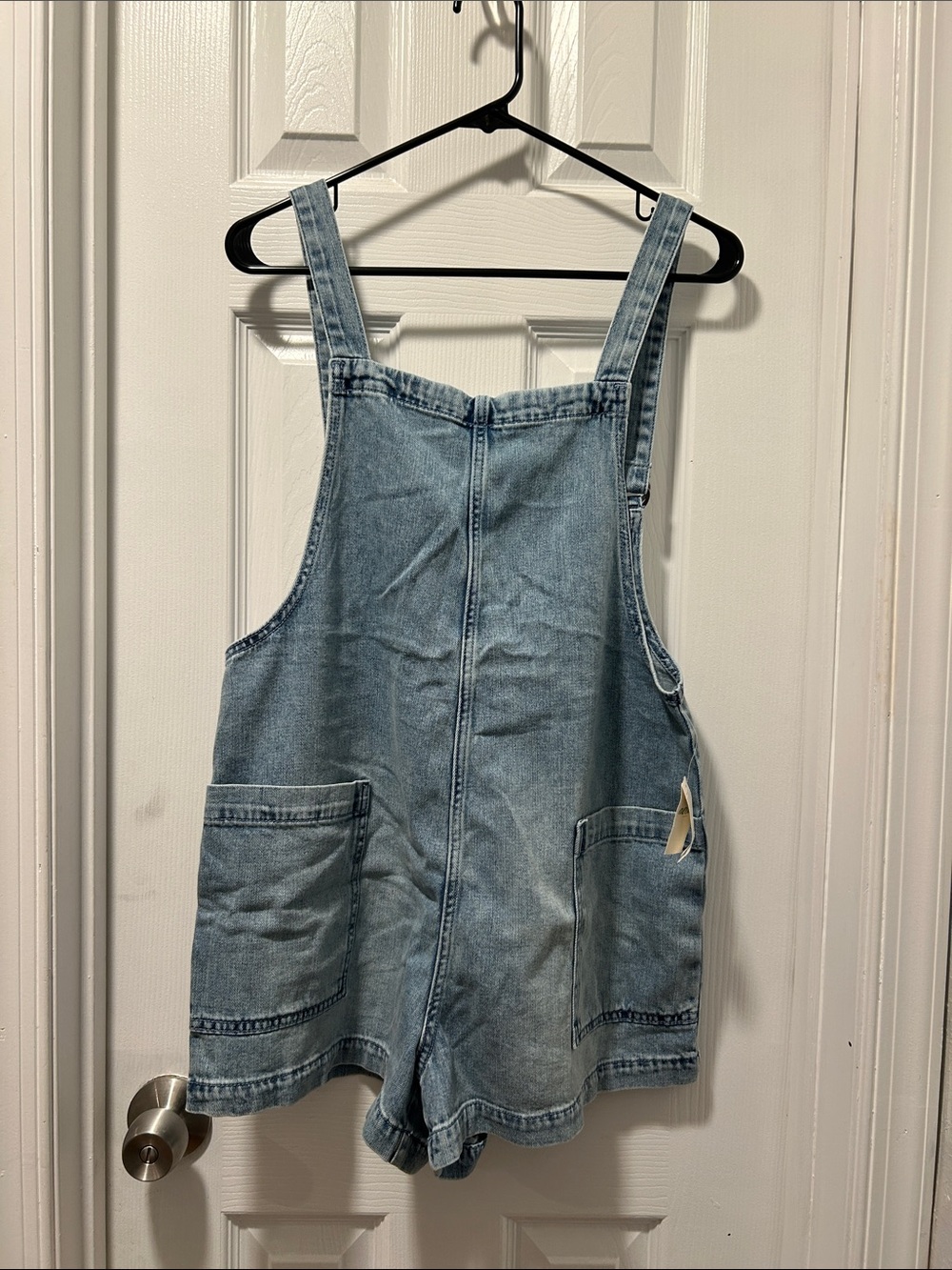 American Eagle Outfitters Light Wash Denim Short Overalls